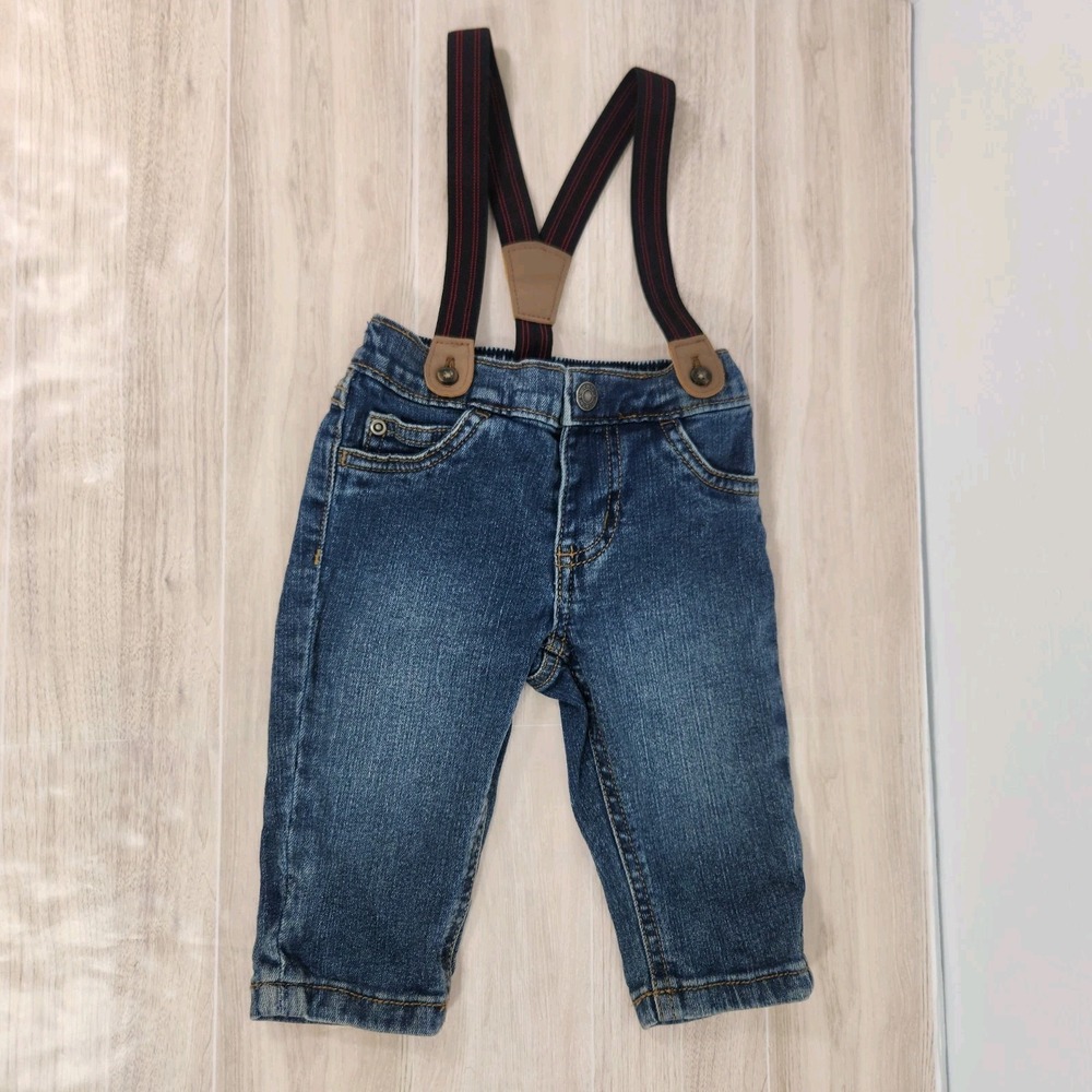 Carter's Denim Jeans‎ with Adjustable Suspender Attached Size 6 Months
